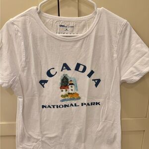 J. Crew White Acadia National Park Tee with Blue Lettering